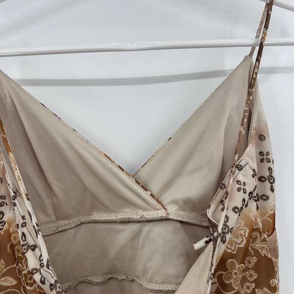 Vintage City Triangles Womens Babydoll Asymmetrical Dress Sz M Tan Forest Fairy - Picture 7 of 8